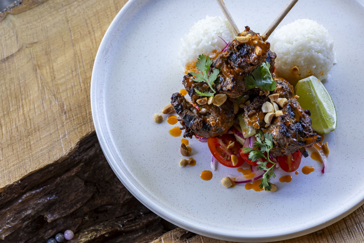 skewer with rice at mkutano house restaurant