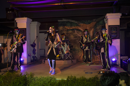 skeleton band at the zoo's front street stage
